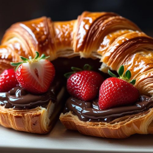 croissant recheado com nutela e morango